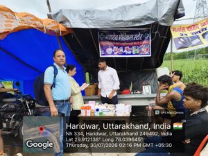 कांवड़ यात्रा पर आने वाले शिवभक्तों का स्वास्थ्य खराब होने की दशा में तत्काल निशुल्क किया जा रहा है उपचार