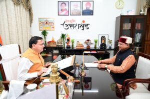 मुख्यमंत्री धामी से  कैबिनेट मंत्री श्री खजान दास ने शिष्टाचार भेंट की