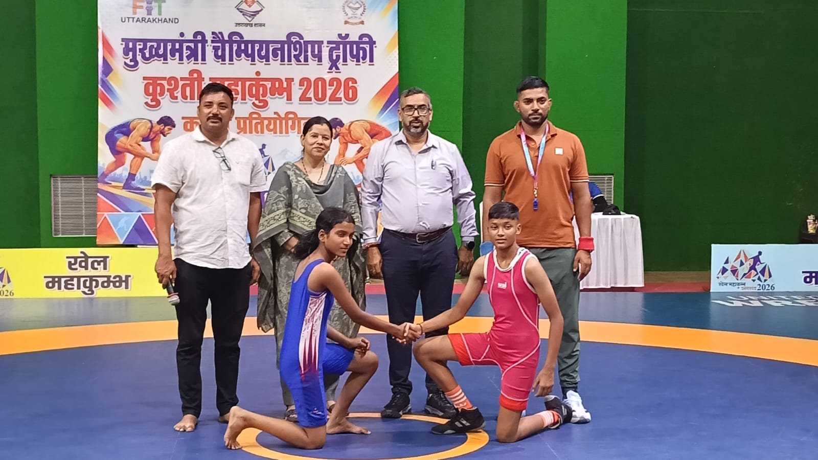 राज्य स्तरीय मुख्यमंत्री चैम्पियनशिप ट्रॉफी खेल महाकुंभ 2026–27 के अंतर्गत योगस्थली खेल परिसर रोशनाबाद में कुश्ती प्रतियोगिता का शुभारंभ 3
