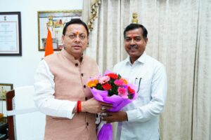 मुख्यमंत्री  से मुख्यमंत्री आवास पर रानीपुर (हरिद्वार) विधानसभा क्षेत्र से  विधायक श्री आदेश चौहान ने शिष्टाचार भेंट की